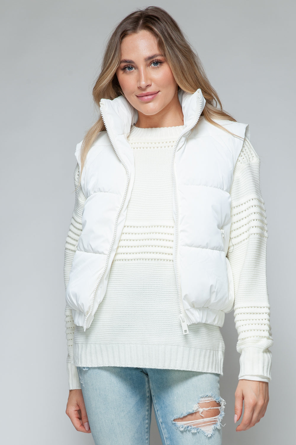 Snobbish Fine Fur Lining Quilted Vest  Trendsi   