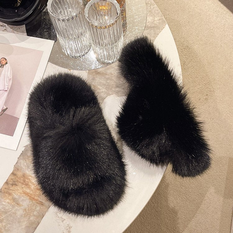 Fuzzy Open Toe Platform Slippers  Trendsi   