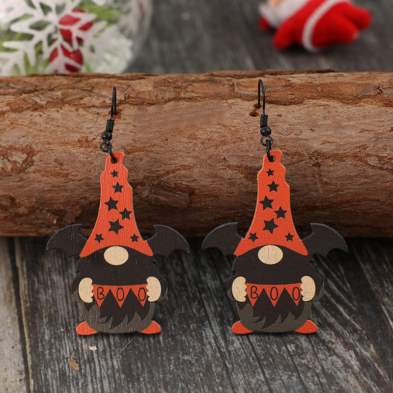 Wooden Point Hat Gnome Shape Earrings  Trendsi   