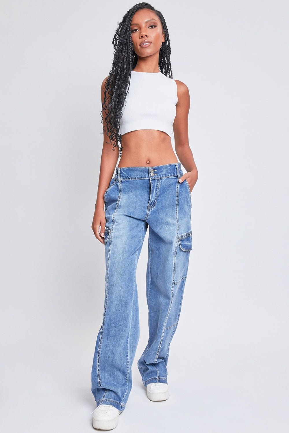 YMI Jeanswear High-Rise Straight Cargo Jeans  Trendsi   