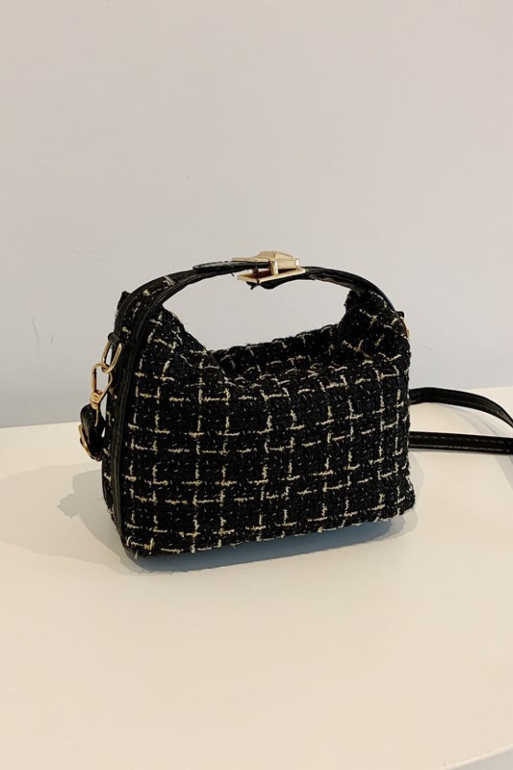 Woven Removable Strap Shoulder Bag  Trendsi Black One Size 