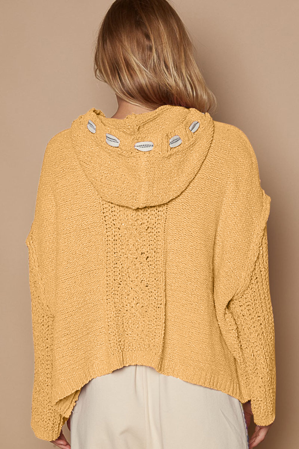 POL Cable Knit Hooded Chenille Sweater  Trendsi   