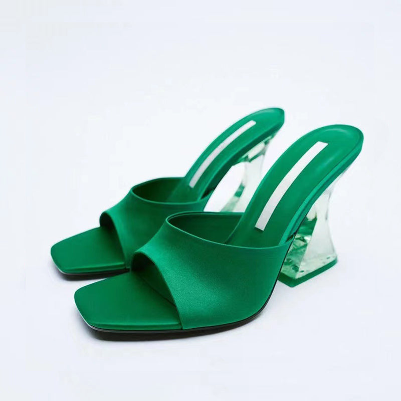 Open Toe High Heel Sandals  Trendsi Dark Green 36(US5) 