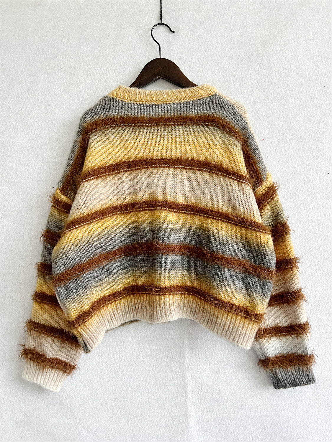 Striped Round Neck Long Sleeve Sweater  Trendsi   