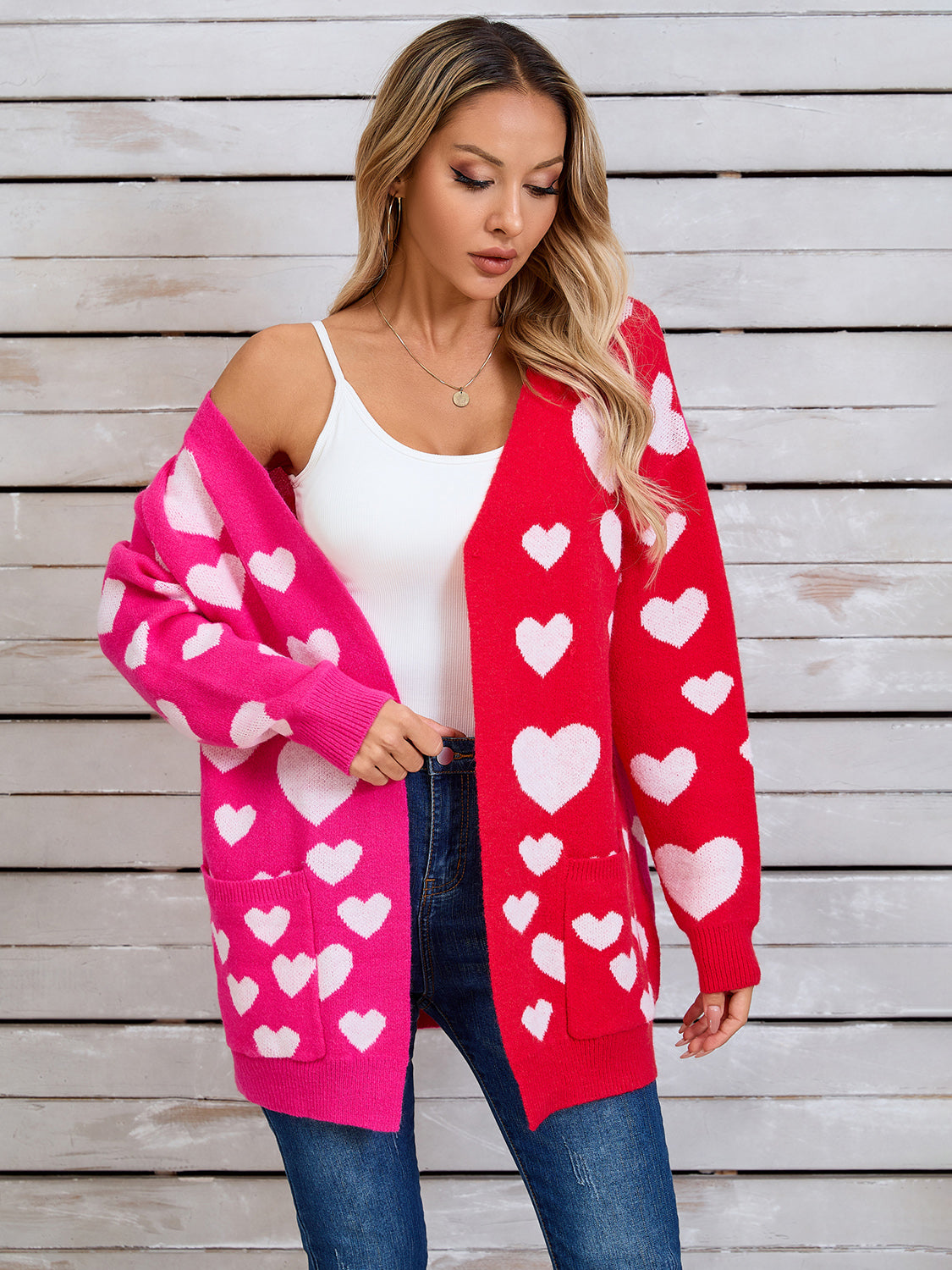 Angel Wings Heart Open Front Long Sleeve Cardigan  Trendsi   