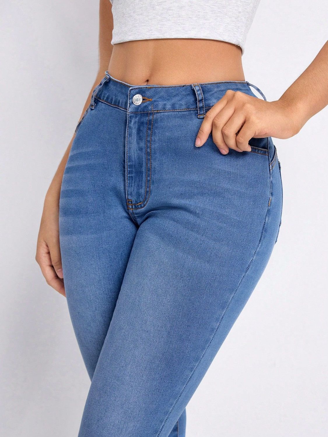 High Rise Skinny Jeans with Pockets  Trendsi   