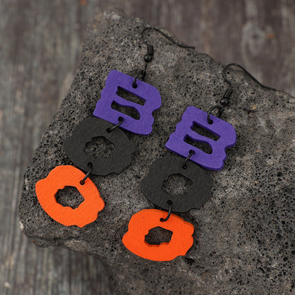 BOO Hollow Letter Wooded Earrings  Trendsi   