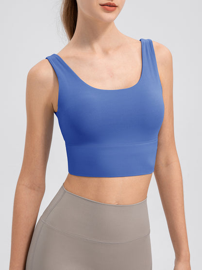 Scoop Neck Wide Strap Active Tank  Trendsi Blue S 