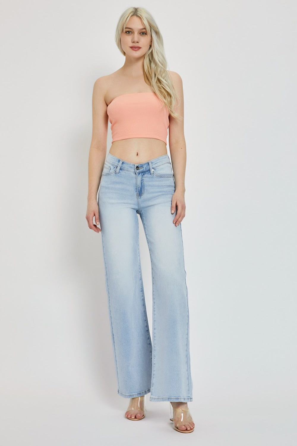 RISEN Full Size Wide Leg V Dipped Front Waist Jeans Luxe Trendsi   