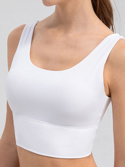 Scoop Neck Wide Strap Active Tank  Trendsi   