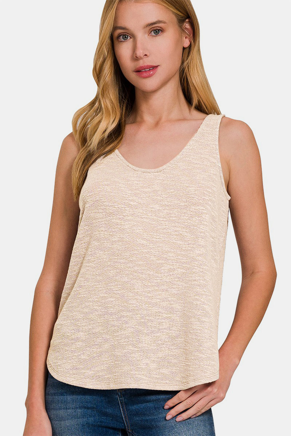 Zenana Curved Hem Round Neck Tank  Trendsi   