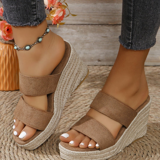 Open Toe Platform Wedge Sandals  Trendsi Camel 36(US5) 