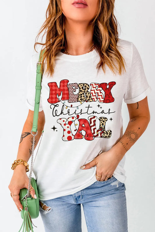 Letter Graphic Round Neck Short Sleeve T-Shirt  Trendsi White S 