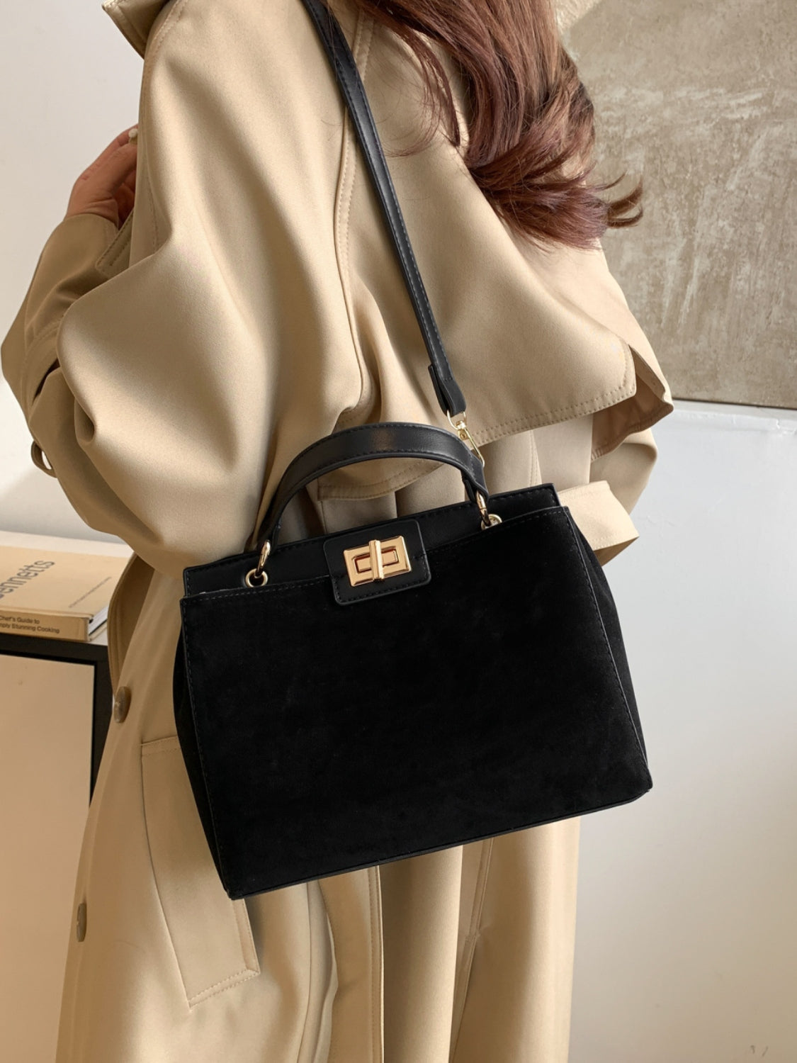 Solid Color Handbag with Removable Strap