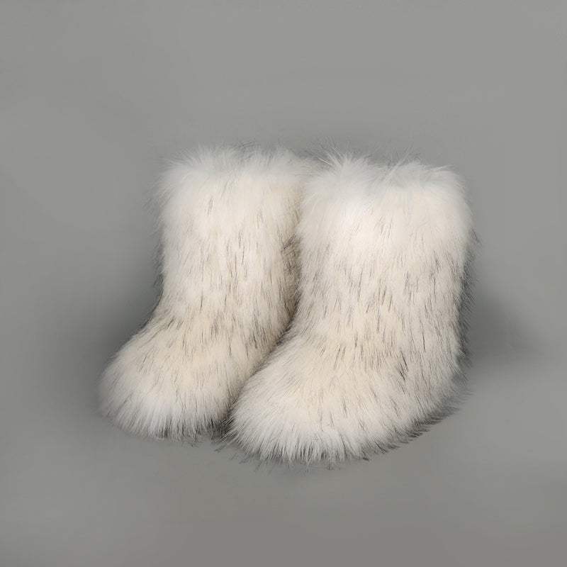 Thermal Fuzzy Platform Boots  Trendsi White 36(US5) 