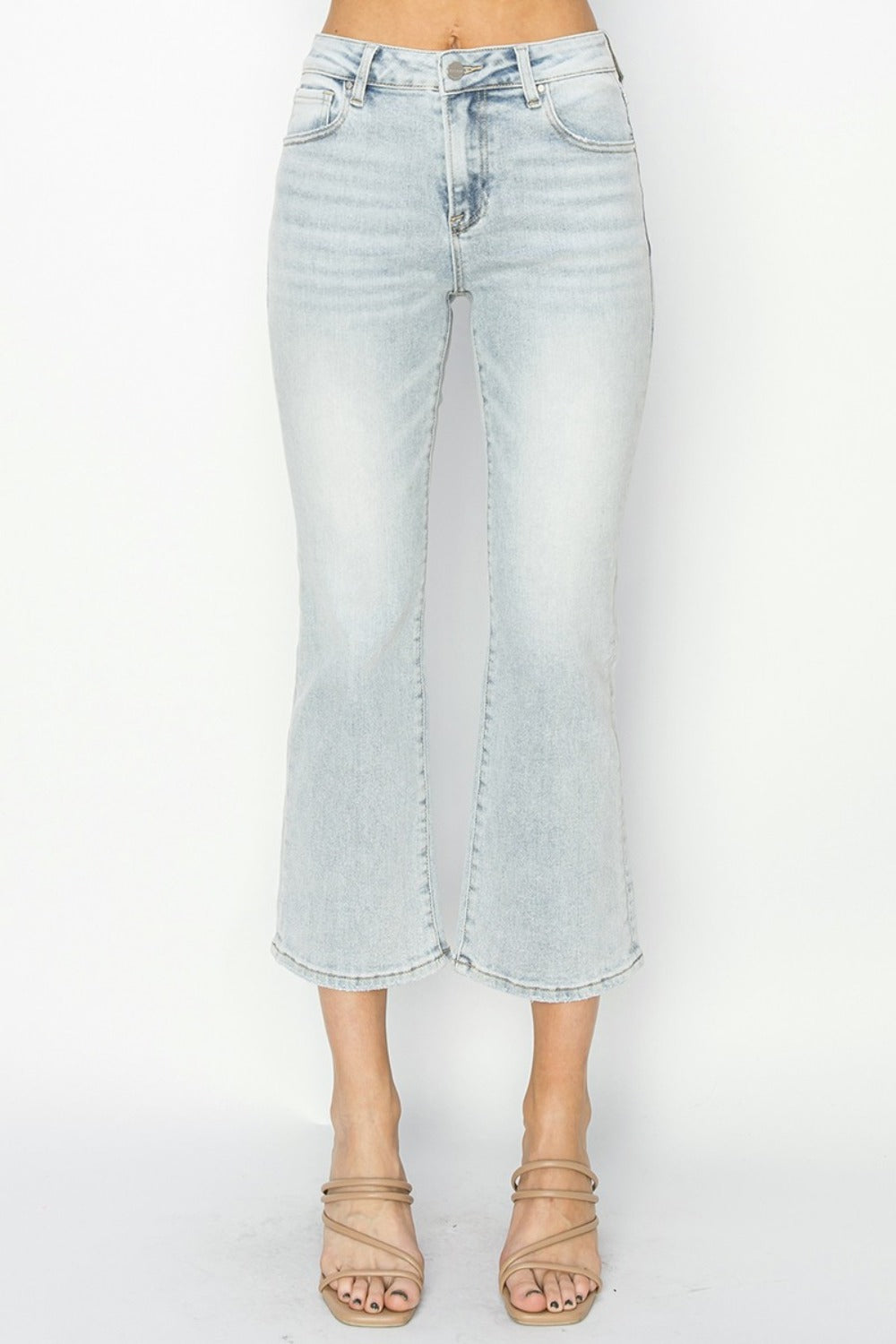 RISEN Full Size Mid Rise Cropped Flare Jeans Luxe Trendsi   