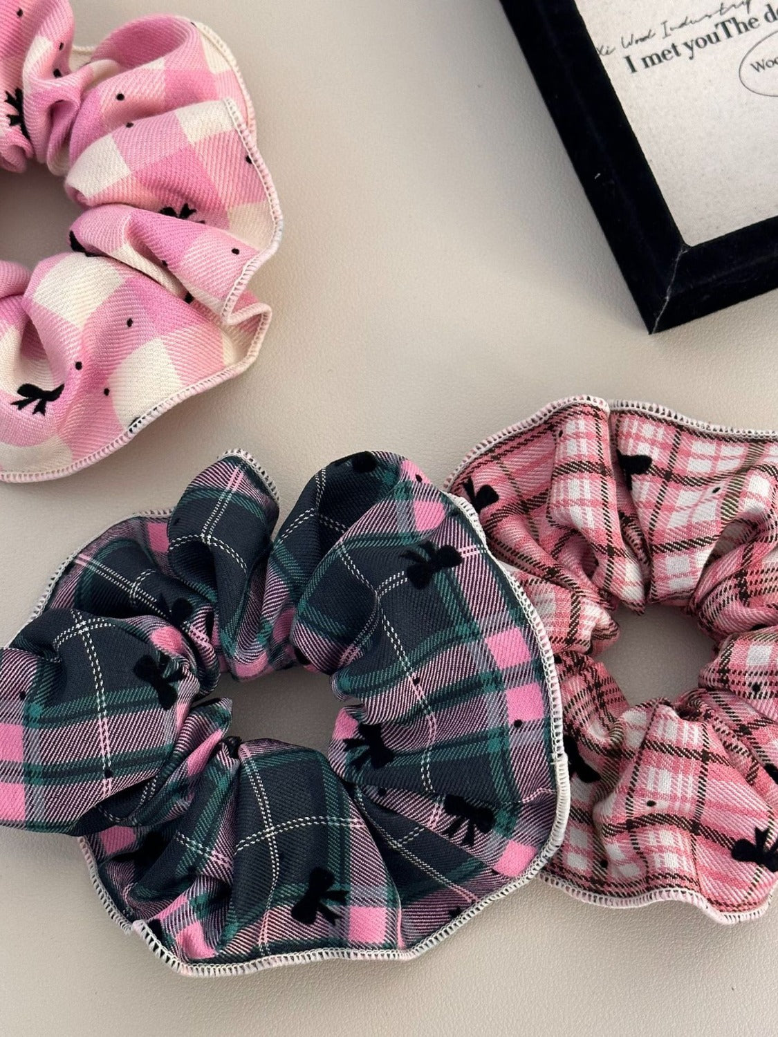 3-Piece Plaid Contrast Elastic Hair Scrunchy  Trendsi Multi One Size 