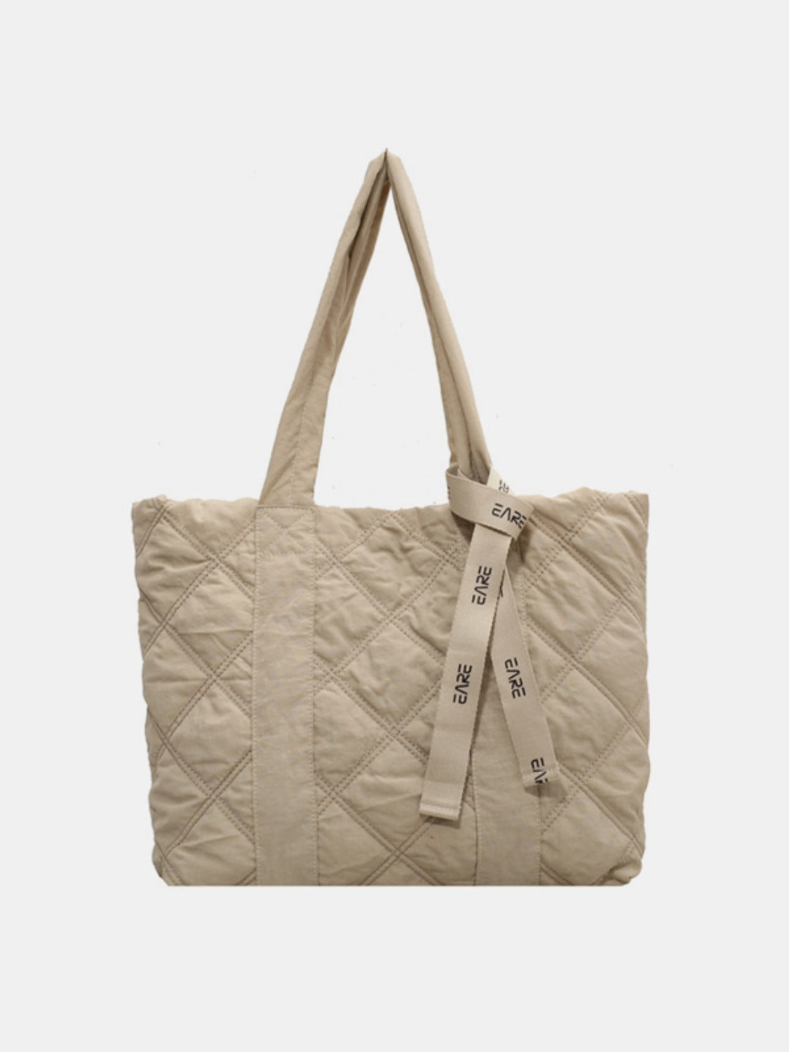 Quilted Nylon Large Tote Bag  Trendsi Khaki One Size 