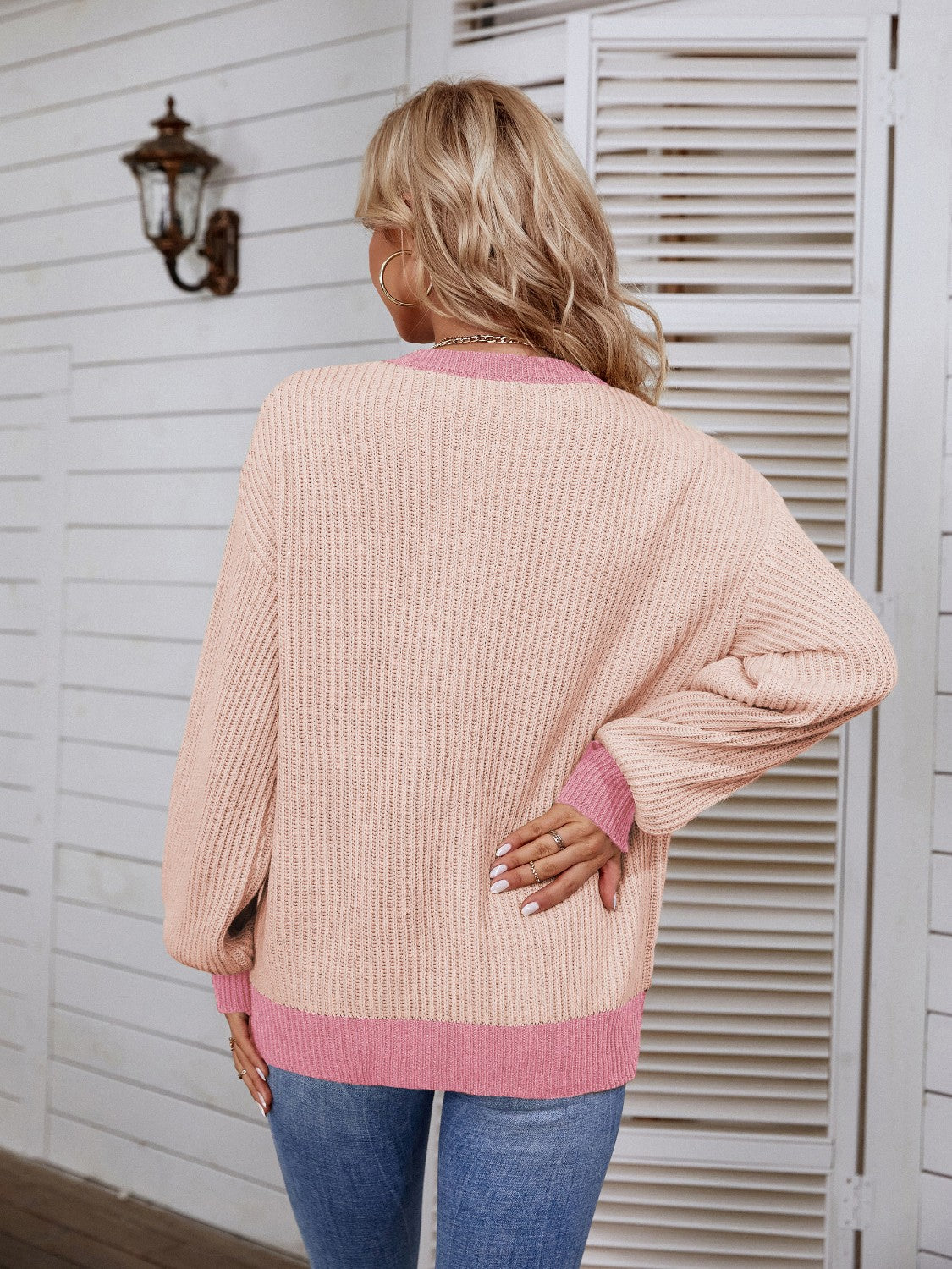 Decorative Button Round Neck Sweater  Trendsi   