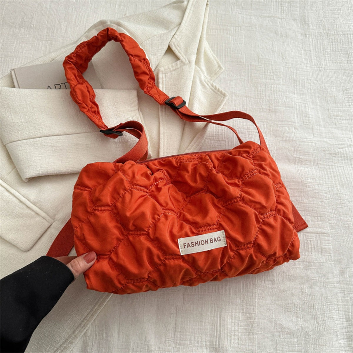 Bubble Texture Adjustable Strap Crossbody Bag  Trendsi Orange One Size 