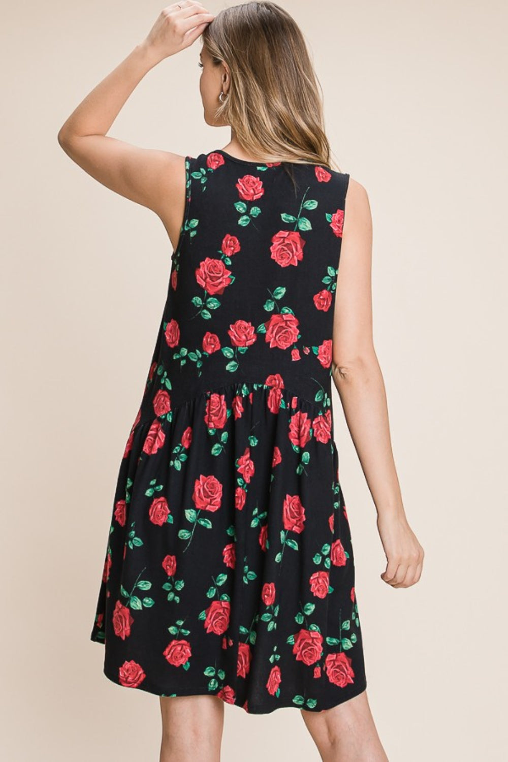 BOMBOM Floral Ruched Tank Dress  Trendsi   