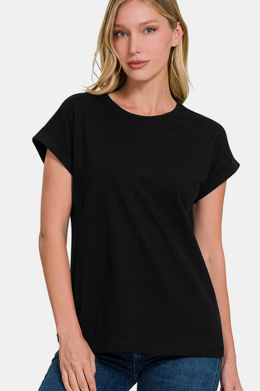 Zenana Crew Neck Short Sleeve T-Shirt  Trendsi Black S 