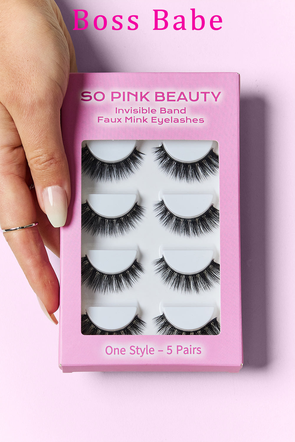 SO PINK BEAUTY Faux Mink Eyelashes 5 Pairs  Trendsi Boss Babe One Size 