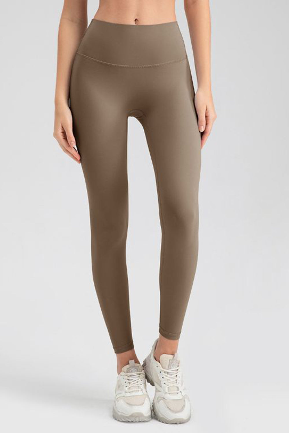 Wide Waistband Sport Leggings  Trendsi Camel S 