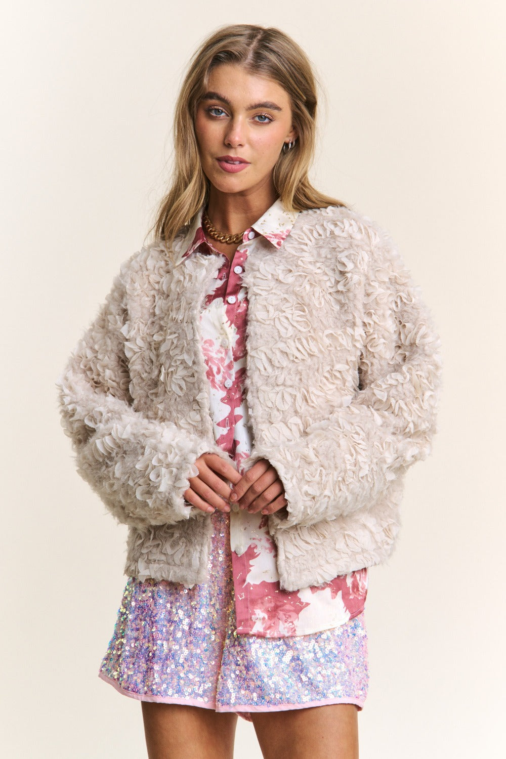 J.NNA Mixed Fabric Chic Jacket  Trendsi   