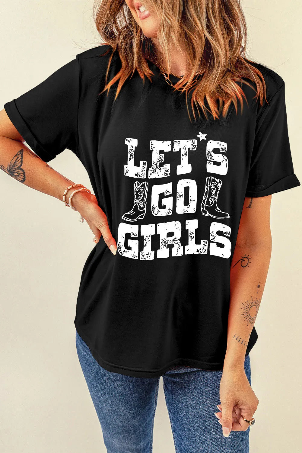 Letter Graphic Round Neck Short Sleeve T-Shirt  Trendsi   