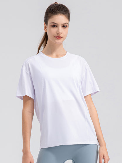 Round Neck Short Sleeve Active Top  Trendsi White S 