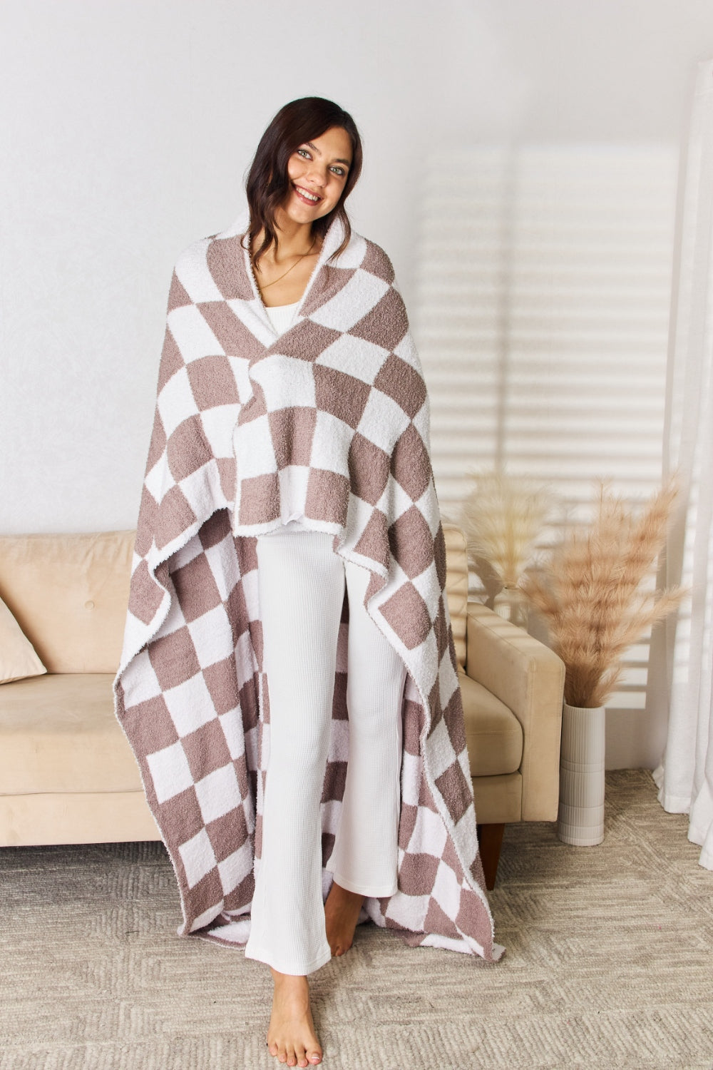 Cuddley Checkered Decorative Throw Blanket  Trendsi   