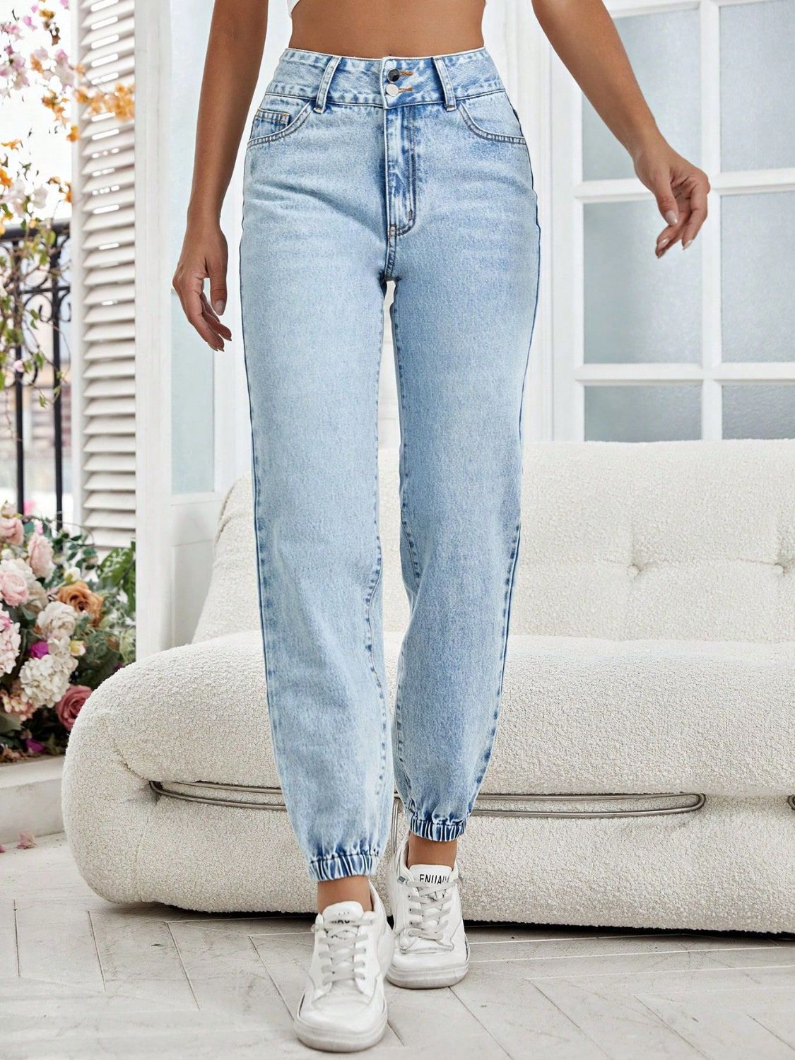 High Waist Jeans with Pockets  Trendsi   