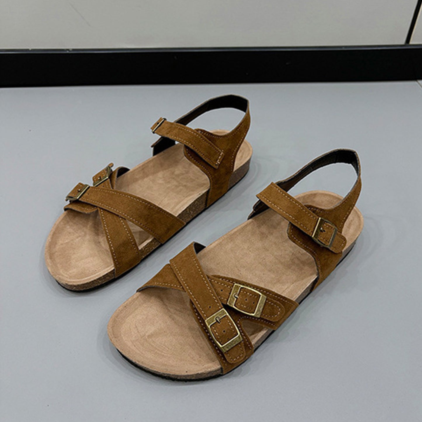 Open Toe Flat Buckle Sandals  Trendsi   