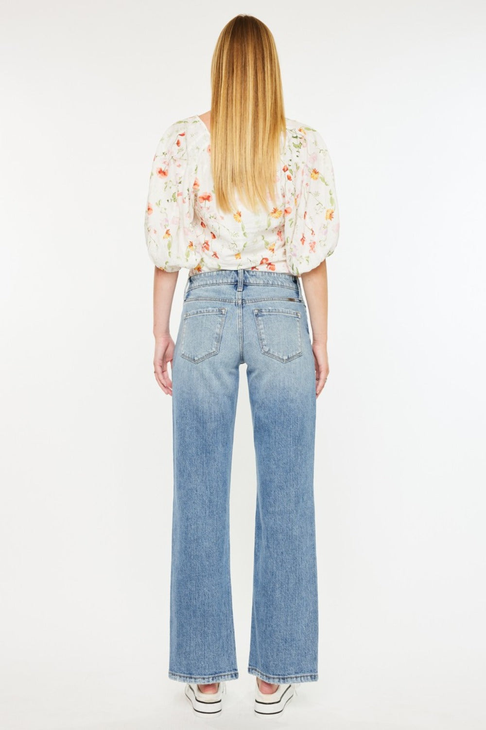 Kancan Mid Rise Frayed Hem Straight Jeans  Trendsi   