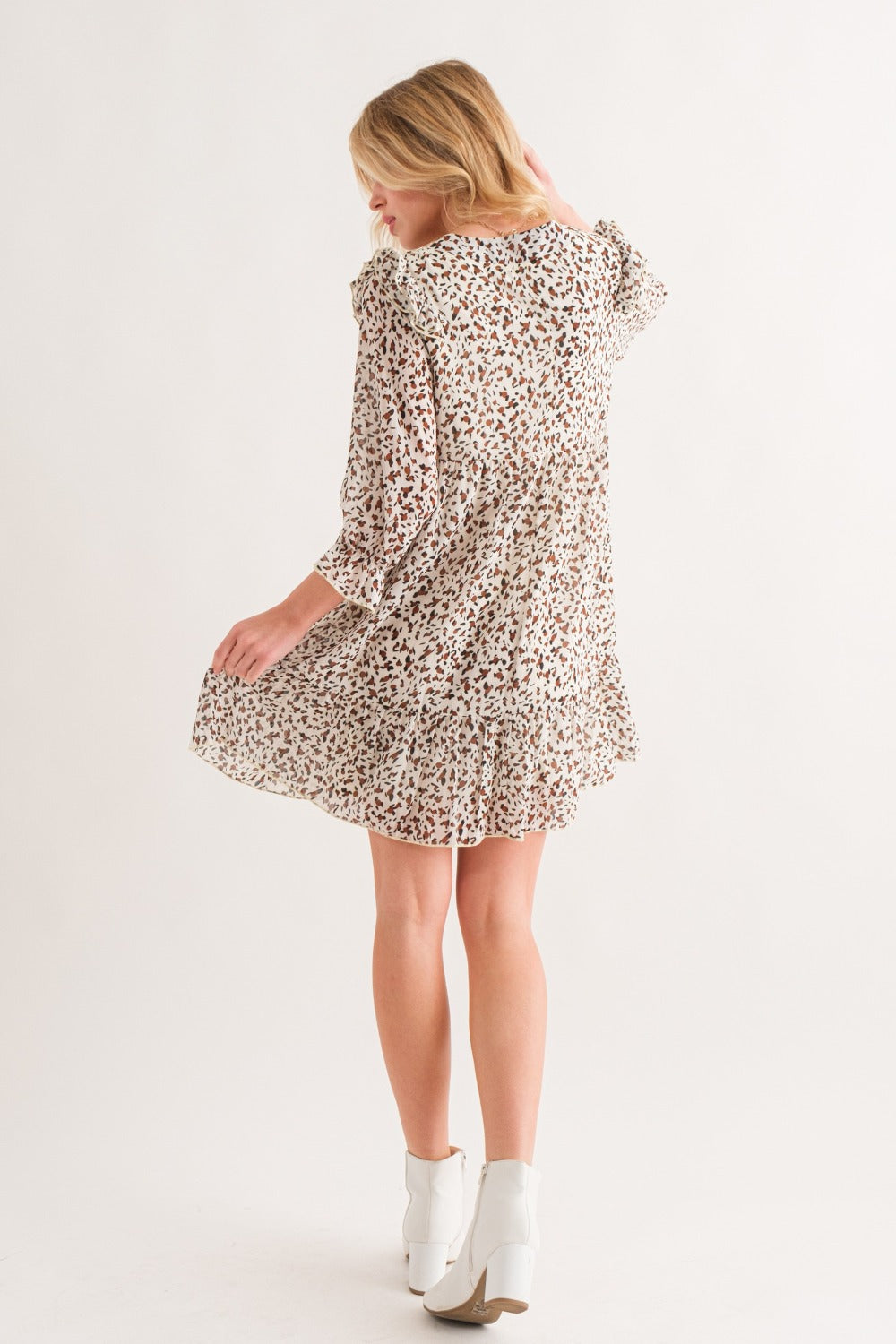 And The Why Leopard Ruffle Hem Woven Mini Dress Dress Trendsi   