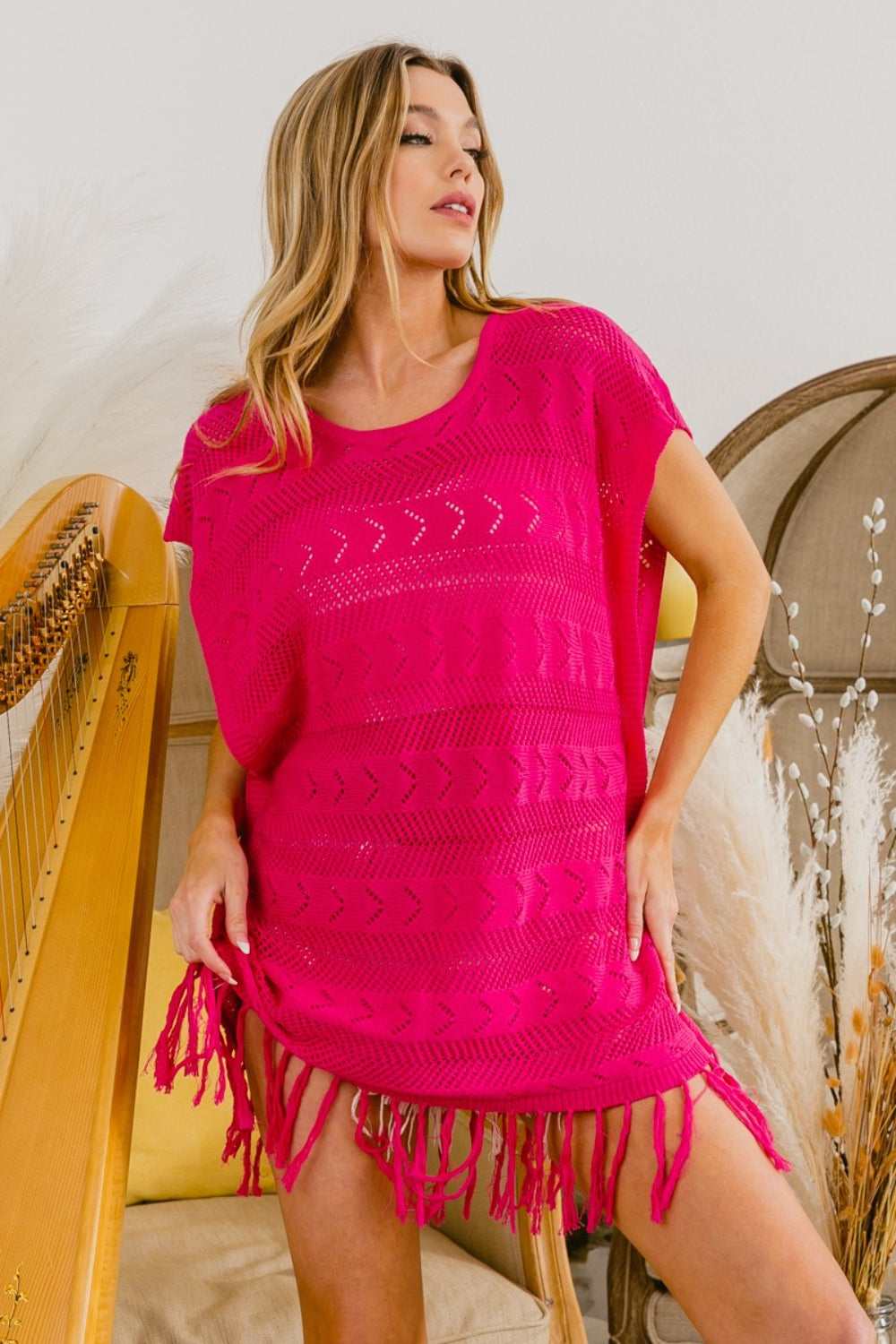 BiBi Fringed Hem Knit Top  Trendsi   