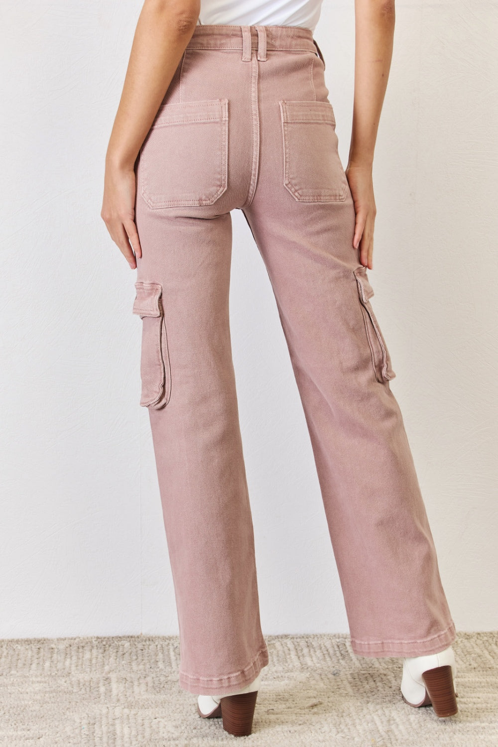 RISEN Full Size High Rise Cargo Wide Leg Jeans  Trendsi   