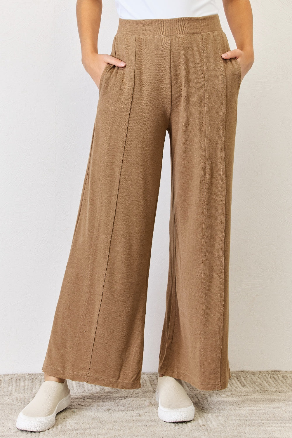 RISEN Ultra Soft Wide Leg Pants  Trendsi Mocha S 