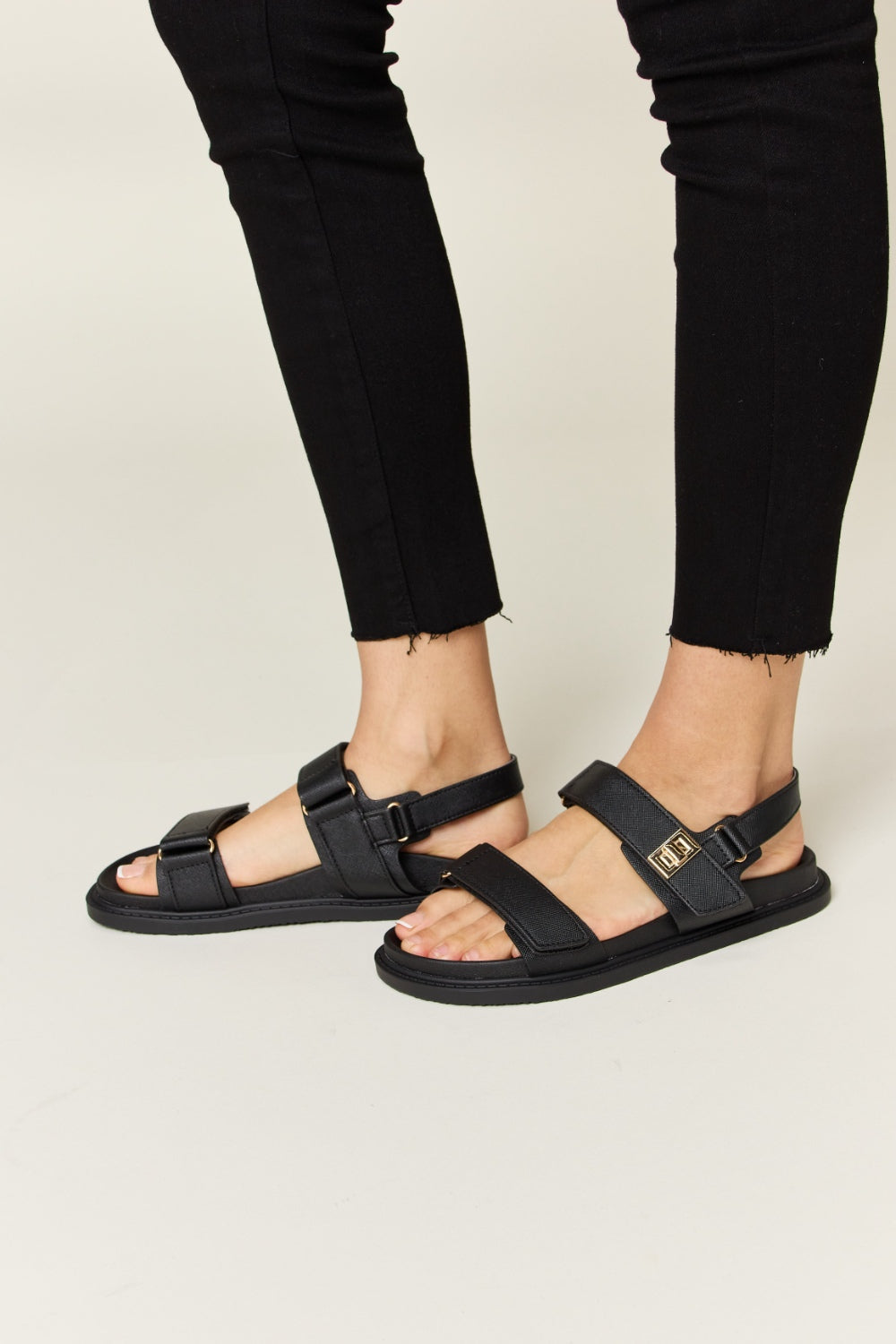 WILD DIVA Velcro Double Strap Slingback Sandals  Trendsi   