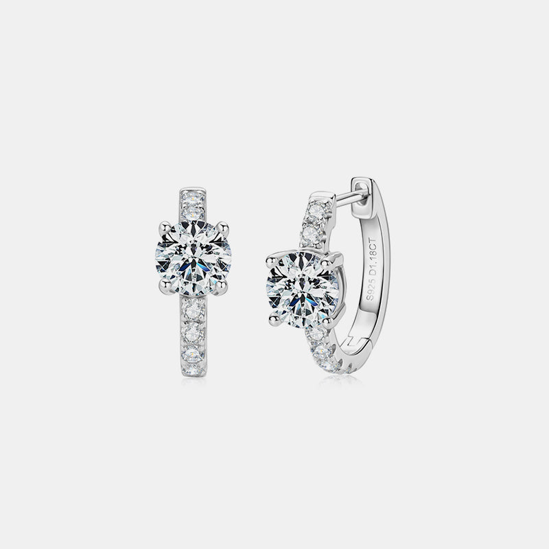 2.36 Carat Moissanite Zircon 925 Sterling Silver Hoop Earrings  Trendsi Silver One Size 