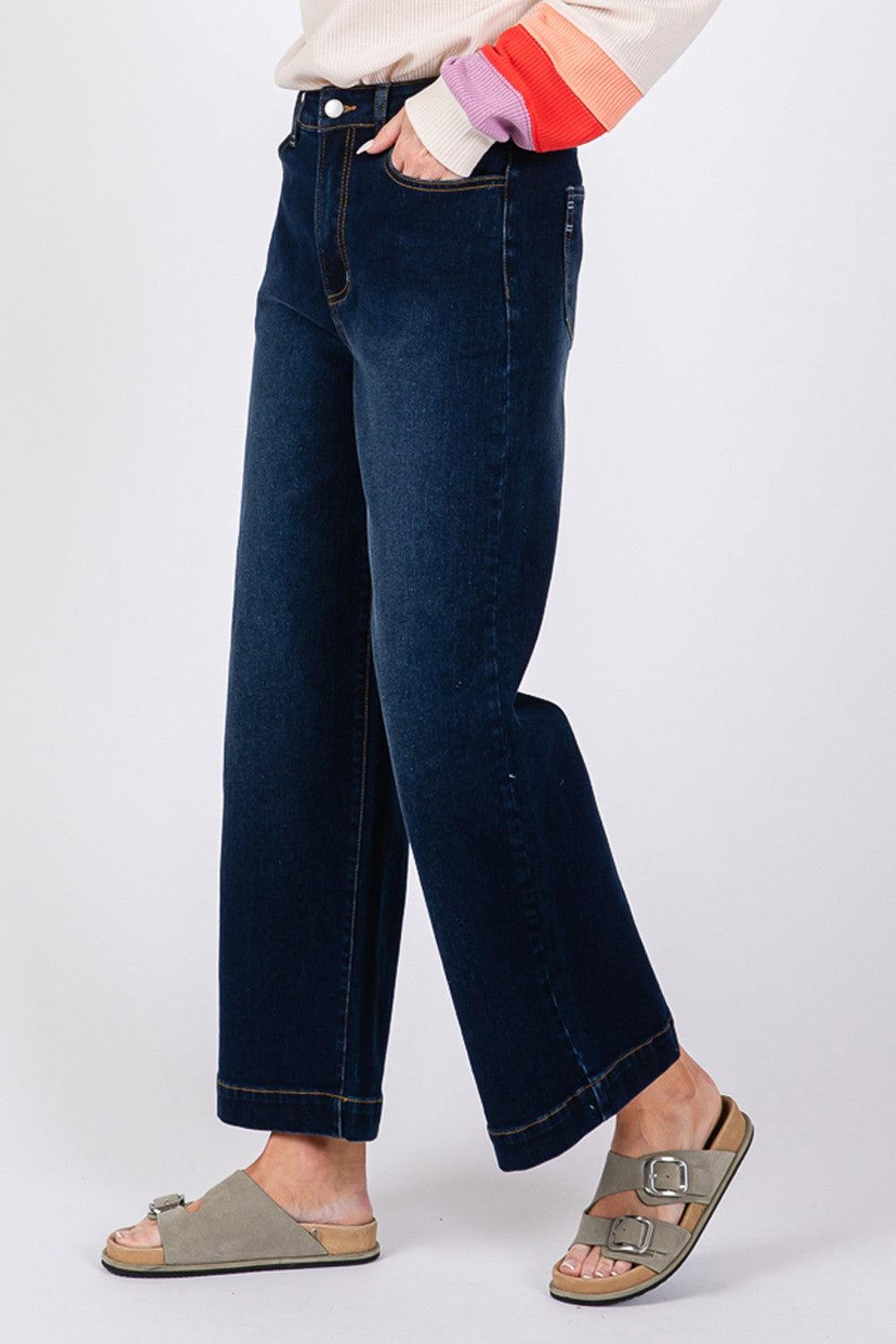 SAGE + FIG High Waist Wide Leg Jeans  Trendsi   