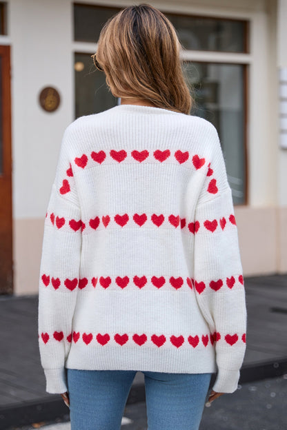 Angel Wings Heart Round Neck Long Sleeve Sweater  Trendsi   