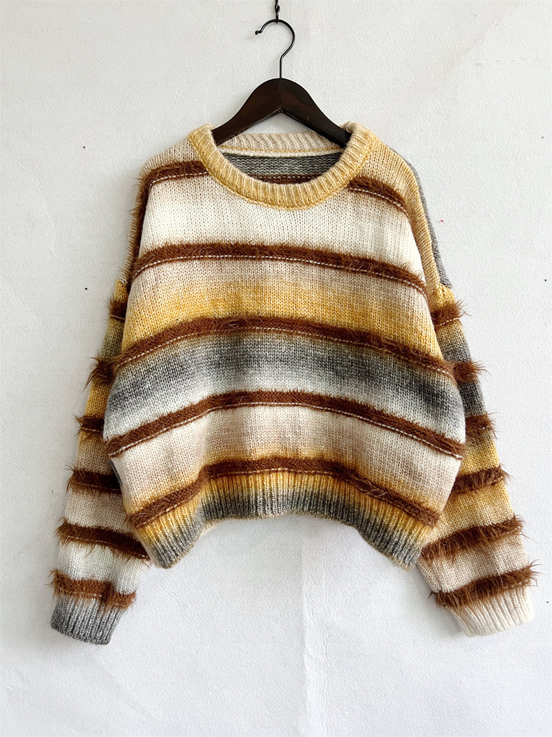 Striped Round Neck Long Sleeve Sweater  Trendsi   