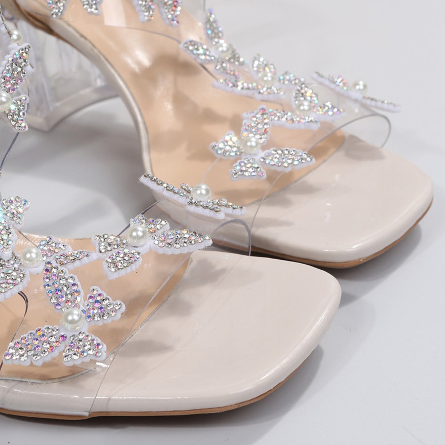 Butterfly Detail Open Toe Mid Heel Sandals  Trendsi   