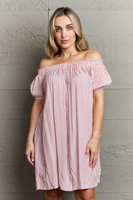 Ninexis Show Compassion Off The Shoulder Mini Dress Sale Trendsi Stripe S 