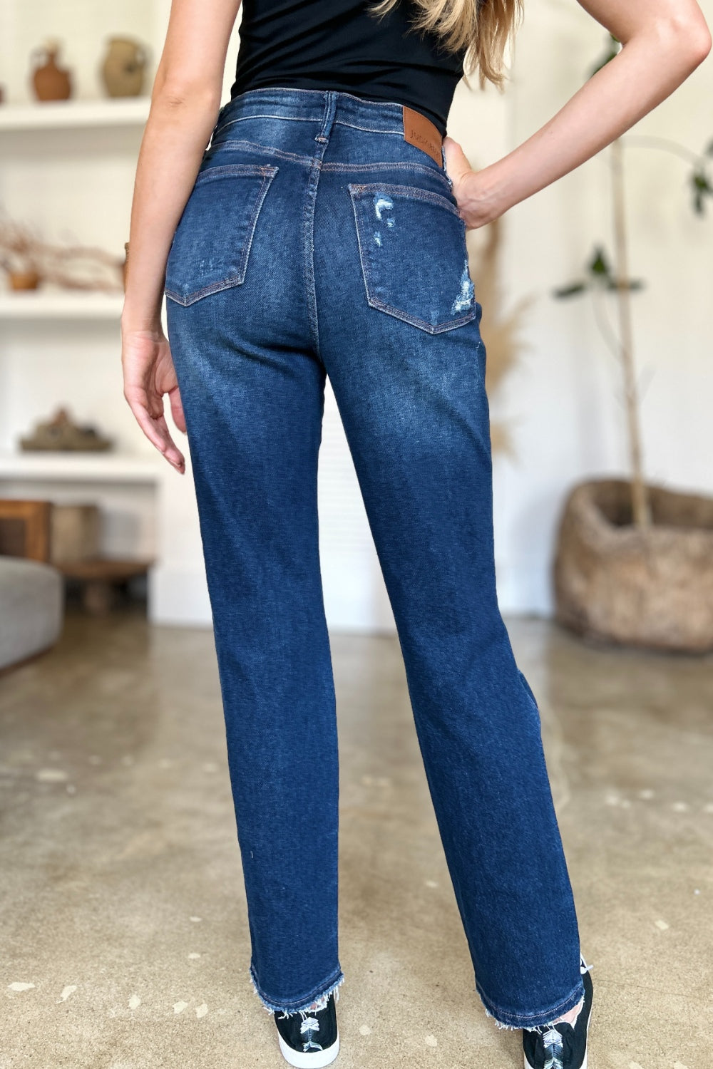 Judy Blue Full Size High Waist Rigid Magic Heavy Destroy Straight Jeans  Trendsi   