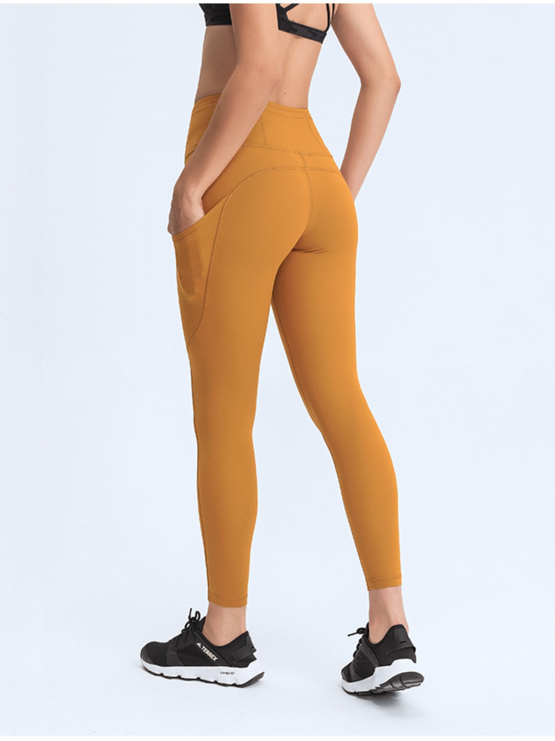 Millennia Wide Waistband Leggings with Pockets  Trendsi   