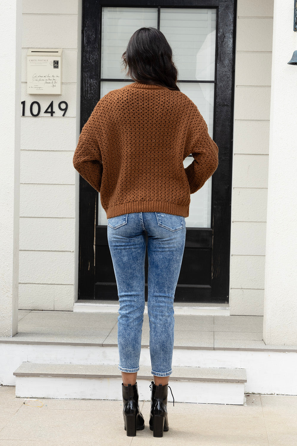 Round Neck Long Sleeve Sweater  Trendsi   