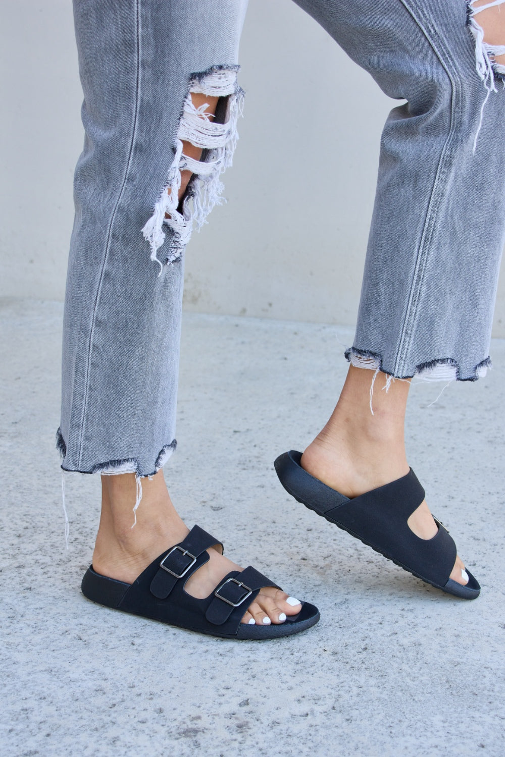 Forever Link Double Buckle Open Toe Sandals  Trendsi   